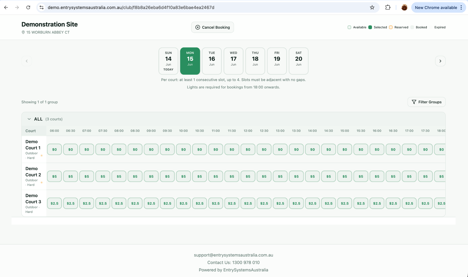 SAMS Live Booking Demo preview